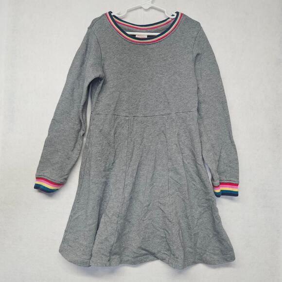 Hanna Andersson Rainbow Trim Gray Twirl Sweater Dress - Picture 1 of 6